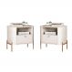 Conjunto Mesa de Cabeceira Malta Off White Bronze