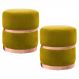 Kit 2 Puffs Decorativos Cinto e Aro Rosê Round B-279 Veludo Amarelo - Domi