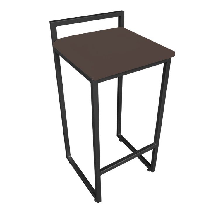 Banqueta Pietra Suede Marrom Base Preto D'Rossi