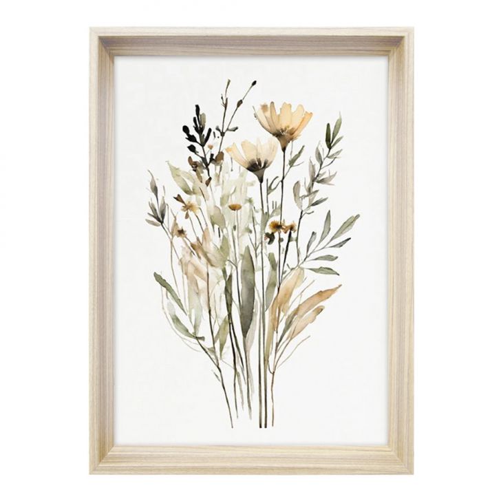 Quadro Romântico Flores do Campo III com Vidro Colorido 40x60 cm