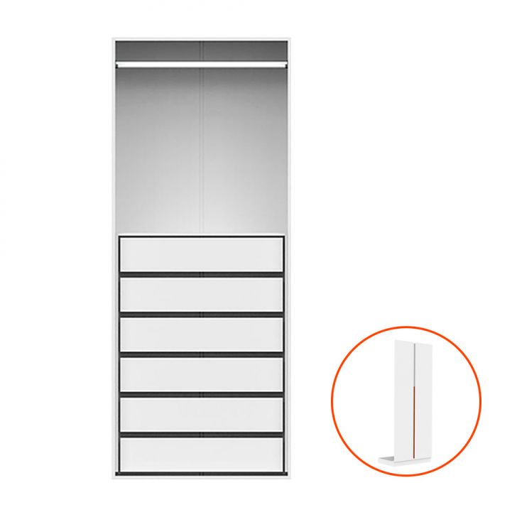 Guarda-roupa Modulado Com Cabideiro New Tuyo 2 Portas Articuladas Branco E Itapuã 90 Cm
