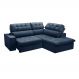 Image of Sofá 4 Lugares Retrátil e Reclinável Arezzo com Chaise Direito Veludo Azul FE691UP95DUYMOB