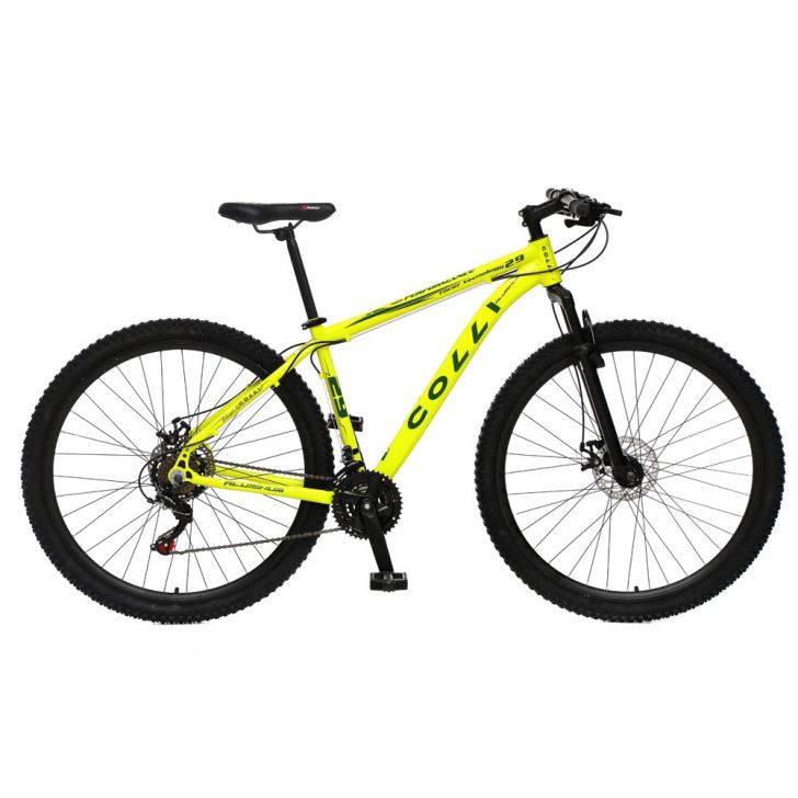 Bicicleta MTB Aro 29 Alumínio 21 Marchas Câmbios Shimano Freio Mecânico Amarelo Neon - Colli Bike