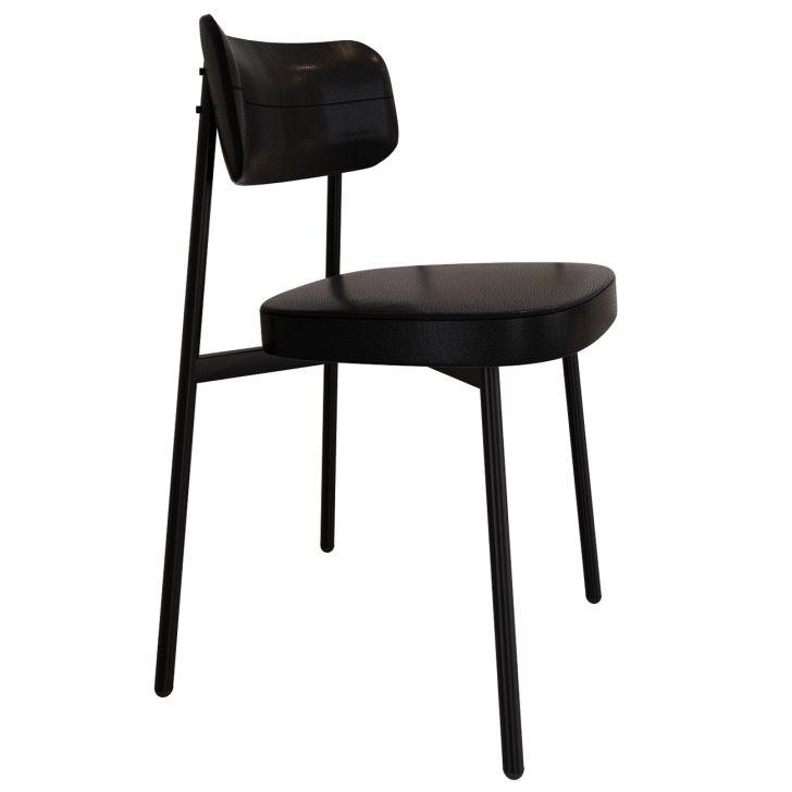 Cadeira de Jantar Estofada Fixa Ella M25 Sintético Preto - Mpozenato