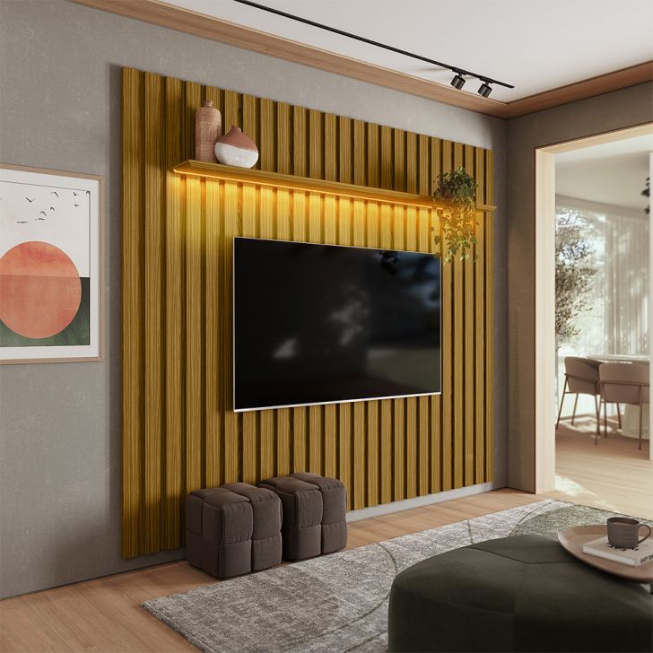 Painel para TV até 70 polegadas Cádis com LED Cedro