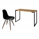 Mesa Escrivaninha Fit Industrial 120cm Natura e Cadeira Charles Design FT1 Preta - Mpozenato