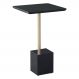 Mesa Lateral Decorativa Para Sala de Estar Goagil 35x35 Tampo e Base Preto Metal Dourado G55 - Gran Belo