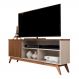 Rack Malbec Wood 1 Porta Nicho Prateleira Pés Madeira Maciça Decoração Sala Estar Tv 52 Polegadas Off White/Freijó - Lojas RPM