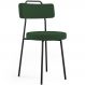 Cadeira Decorativa Estofada Para Sala De Jantar Barcelona L02 Suede Verde Musgo - Lyam Decor