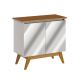 Buffet Classic 2 Portas Off White com Freijó e Espelho - Imcal Móveis