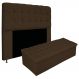 Kit Cabeceira e Calçadeira Baú Estofada Mel 160 cm Queen Size Com Capitonê Suede Marrom - Amarena Móveis