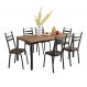 Conjunto de Mesa Retangular com Tampo de MDP Amadeirado e 6 Cadeiras Adriana III Revestimento Sintético Palha e Preto