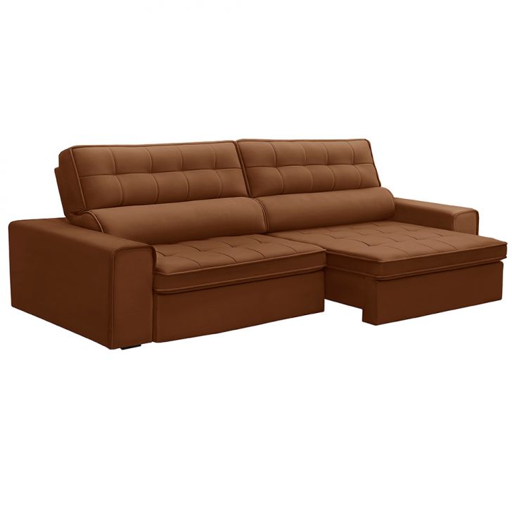 Image of Sofá 5 Lugares Retrátil E Reclinável Ravena Veludo Terracota PLA-FE691UP95ECQMOB