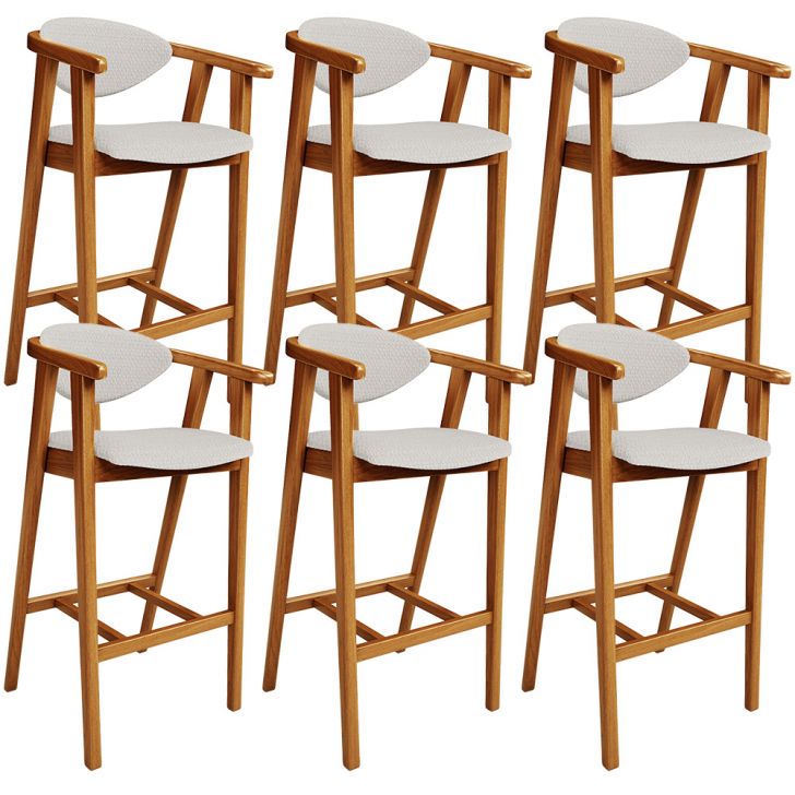 Kit 06 Banquetas Alta Para Cozinha Bancada Bar Sala de Jantar Fixa Cecília L02 Bouclê Cru - Lyam