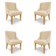 Kit 4 Cadeiras Decorativas Sala de Jantar Base Fixa de Madeira Firenze Suede Bege/Castanho G19 - Gran Belo