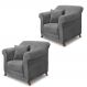 Kit 2 Poltronas Decorativas com 2 Almofadas Armstrong Veludo Cinza G63 - Gran Belo