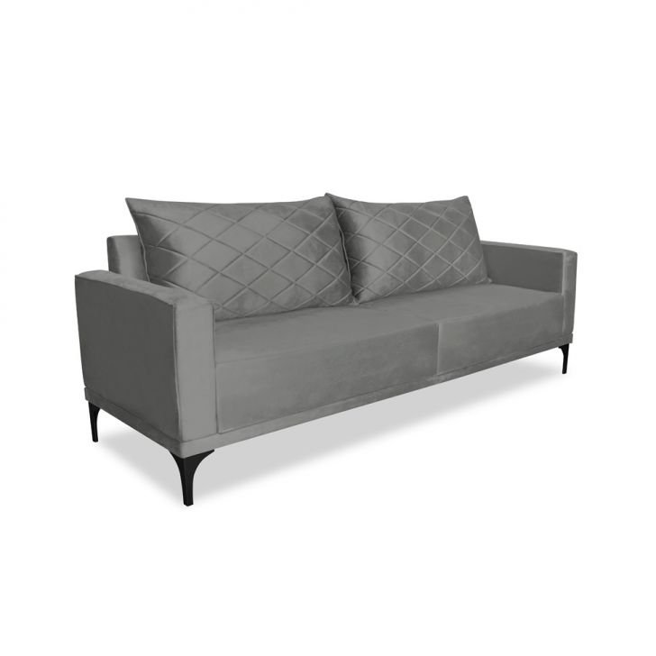 Image of Sofá 3 Lugares Eros Veludo Cinza Chumbo 180 Cm PLA-MO895UP95TRCMOB