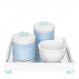 Kit Higiene Espelho Potes, Molhadeira e Capa Flor de Liz Azul Quarto Bebê Menino