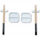 Kit Sushi 2 Pessoas 6 Pçs Hashi Japonês Madeira Molheiras Cerâmica e Apoios de Hashi Nankin Haus