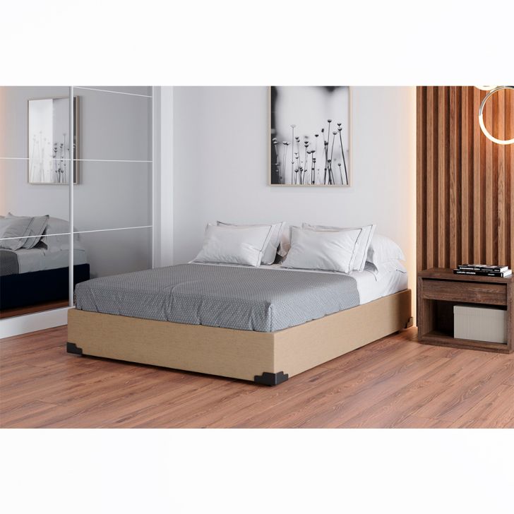 Base Para Cama Box Casal Joe Linho (36x138x188) Bege