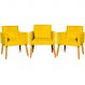 Kit 3 Poltronas Decorativa Para Sala Manicure Consultório Escritório Cadeira Nina Suede Amarelo