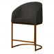 Poltrona Cadeira Banqueta Mia Base Bronze Veludo Grafite - Montanaris Decor