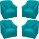 Kit 4 Poltronas Decorativas Para Sala Mila Suede Azul Turquesa Pé De Plástico - Clique E Decore