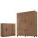 Kit Guarda-Roupa Casal 6 Portas com Cômoda Sapateira 4 Gavetas Lisa Carvalho Oak