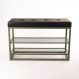 Sapateira Banco | Banqueta Sion Duo - Estofado Preto (60cm) Cor:Verde Oliva