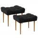 Kit 02 Puffs Decorativo Para Sala De Estar Requinte L02 Linho Chumbo - Lyam Decor