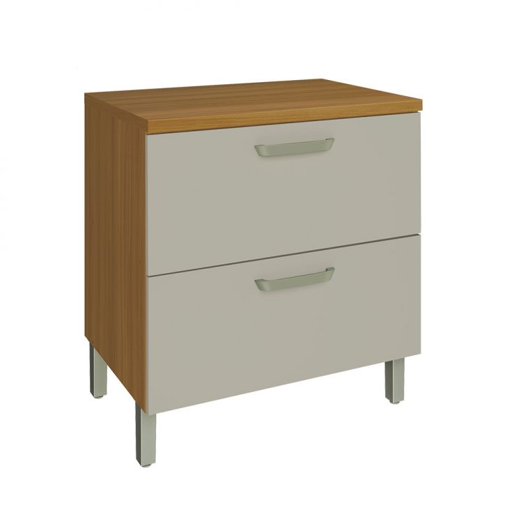 Balcão de Cozinha Princesa com Tampo 1 Porta 1 Gaveta Freijó e Off White