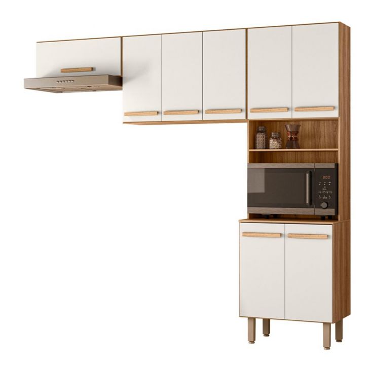 Armario de Cozinha Lemon com 8 Portas 222 cm Freijo/Off White