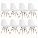 Kit 8 cadeiras Charles Eames Eiffel DSW com pés de madeira clara Branco