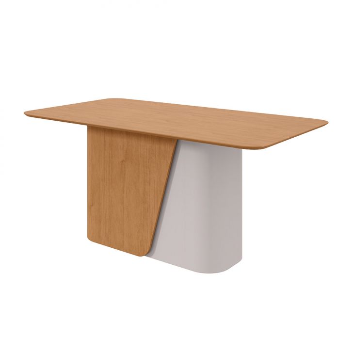 Mesa de Jantar Retangular com Tampo de MDF Luar Amêndoa e Off White 170 cm