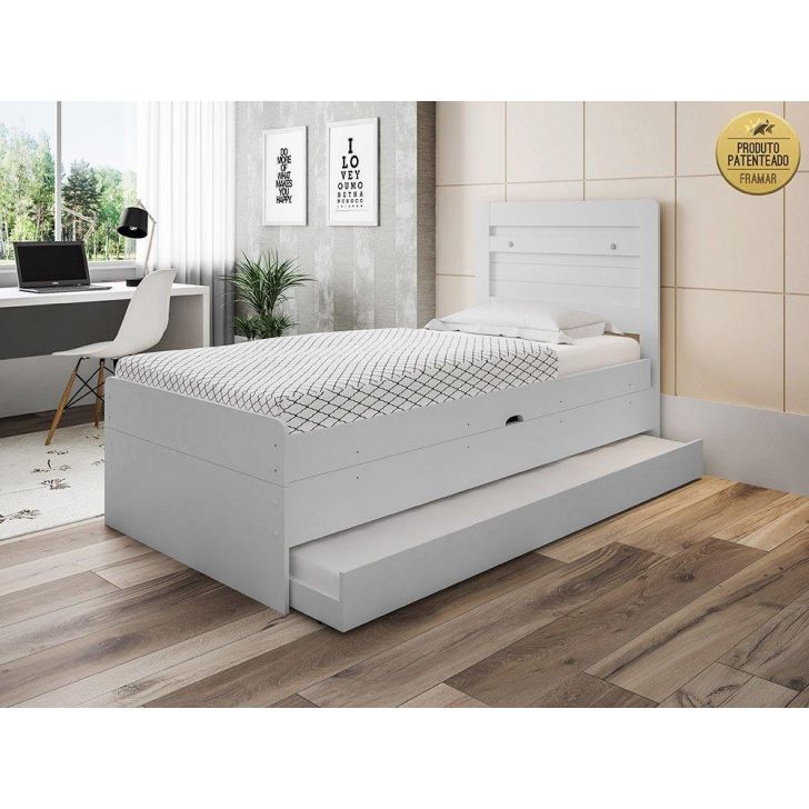 Cama Solteiro Larissa com Auxiliar Branca Framar