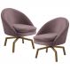 Kit 2 Poltronas Decorativas Giratórias Base Ka Madeira Rafa B-305 Veludo Rosê - Domi