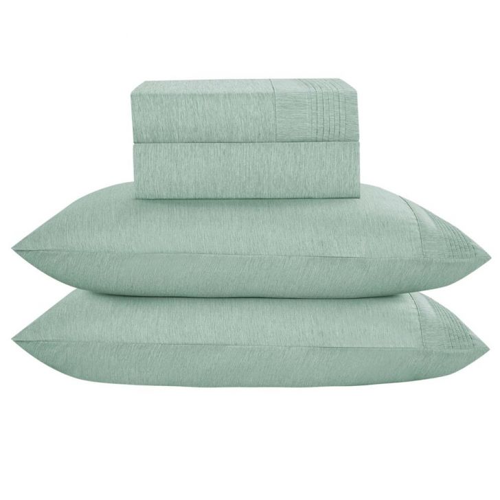 Jogo de Lençol King Mesclado Micropercal 300 Fios Toque de Algodão 4 Peças - Menta
