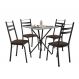 Conjunto de Mesa Quadrada com Tampo Granito e 4 Cadeiras Léia II Revestimento Sintético Preto e Cacau