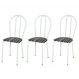 Kit 03 Cadeiras Tubular Branco 004 Assento Preto Listrado