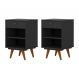 Conjunto com 2 Mesas de Cabeceira Retrô Plus 2 Gavetas Preto