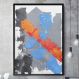 Quadro Decorativo Abstrato Efeito Pintura Cinza Azul E Laranja-24x34Cm