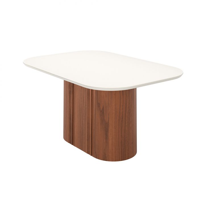 Mesa de Jantar Retangular com Tampo de Vidro Off White Kalina Canela 160 cm