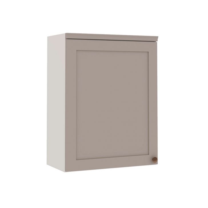 Armário Aéreo Iluminata 1 Porta Branco e Fendi 60 cm