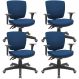 Kit 4 Cadeiras de Escritório Executiva Office Giratória Preto Baixa Flexi P03 Poliéster Azul - Lyam