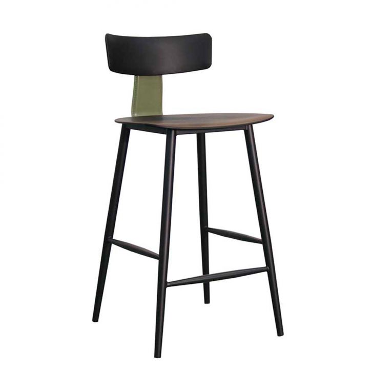 Banqueta Baixa Analu Polipropileno Preta e Verde Sálvia