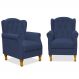 Kit 02 Poltronas Decorativas Para Sala de Estar Yara P02 Suede Azul Marinho - Lyam Decor