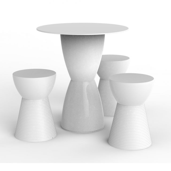 Conjunto de Mesa com 3 Bancos | Banquetas Fit Branco