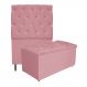 Kit Cabeceira e Calçadeira Liverpool 90 cm Solteiro Suede Rosa Bebê - Amarena Móveis
