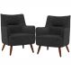 Kit 02 Poltronas Decorativa Fixa Pés de Madeira Isabella D02 Linho Chumbo D-465 - Lyam Decor