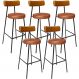 Kit 05 Banquetas Alta Bar Cozinha Sala De Jantar Milão L02 Couríssimo Whisky Camel - Lyam Decor